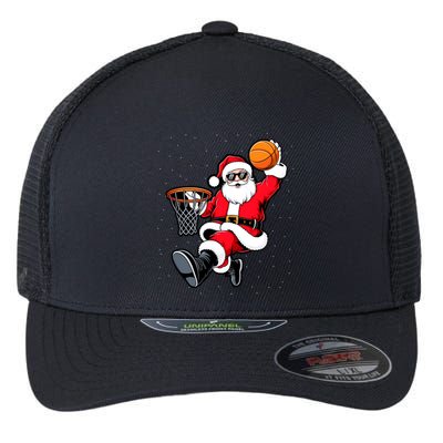 Christmas Santa Claus Dunking A Basketball Xmas Great Gift Flexfit Unipanel Trucker Cap