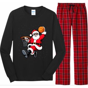 Christmas Santa Claus Dunking A Basketball Xmas Great Gift Long Sleeve Pajama Set