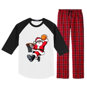 Christmas Santa Claus Dunking A Basketball Xmas Great Gift Raglan Sleeve Pajama Set