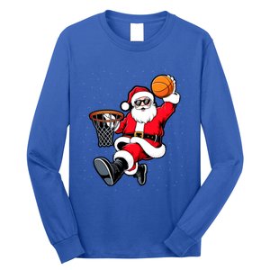 Christmas Santa Claus Dunking A Basketball Xmas Great Gift Long Sleeve Shirt