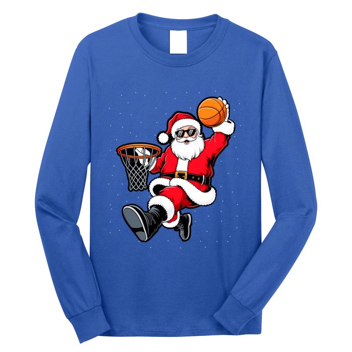 Christmas Santa Claus Dunking A Basketball Xmas Great Gift Long Sleeve Shirt