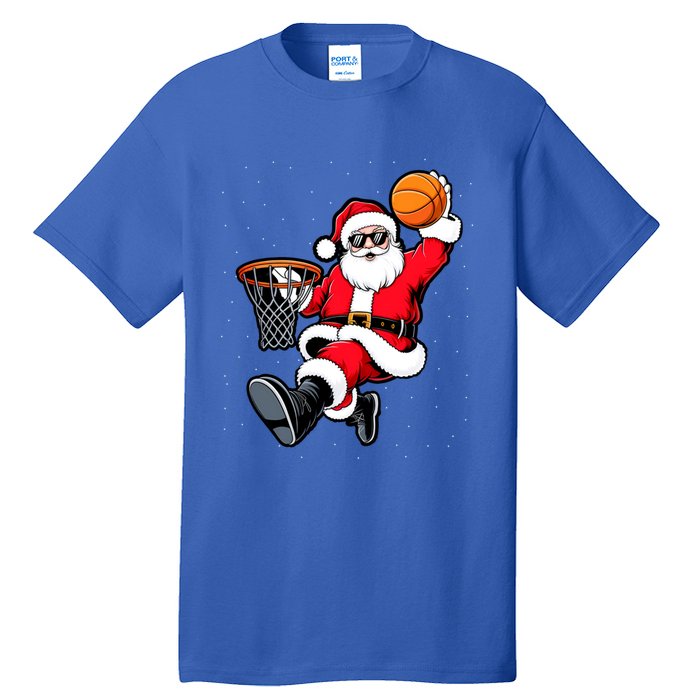 Christmas Santa Claus Dunking A Basketball Xmas Great Gift Tall T-Shirt