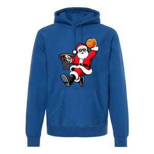 Christmas Santa Claus Dunking A Basketball Xmas Great Gift Premium Hoodie