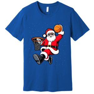 Christmas Santa Claus Dunking A Basketball Xmas Great Gift Premium T-Shirt