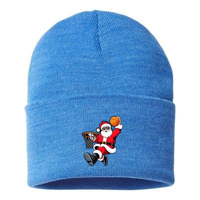 Christmas Santa Claus Dunking A Basketball Xmas Great Gift Sustainable Knit Beanie