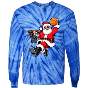 Christmas Santa Claus Dunking A Basketball Xmas Great Gift Tie-Dye Long Sleeve Shirt