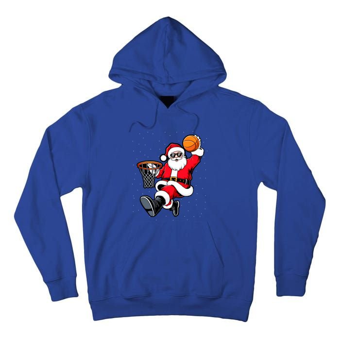 Christmas Santa Claus Dunking A Basketball Xmas Great Gift Tall Hoodie