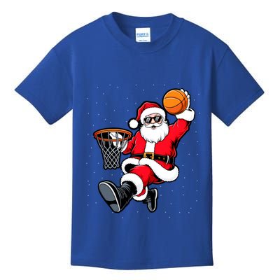 Christmas Santa Claus Dunking A Basketball Xmas Great Gift Kids T-Shirt