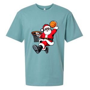 Christmas Santa Claus Dunking A Basketball Xmas Great Gift Sueded Cloud Jersey T-Shirt