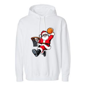 Christmas Santa Claus Dunking A Basketball Xmas Great Gift Garment-Dyed Fleece Hoodie