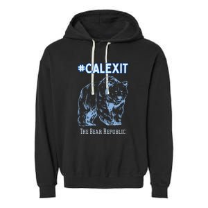 California Secession Calexit Bear Republic Garment-Dyed Fleece Hoodie