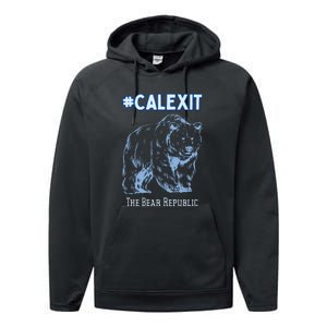 California Secession Calexit Bear Republic Performance Fleece Hoodie