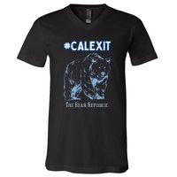 California Secession Calexit Bear Republic V-Neck T-Shirt