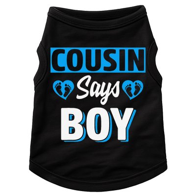 Cousin Says Cute Gender Reveal Team Blue Baby Party Doggie Tank