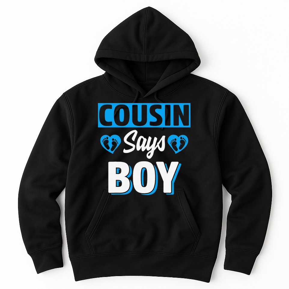 Cousin Says Cute Gender Reveal Team Blue Baby Party Hoodie