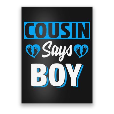 Cousin Says Cute Gender Reveal Team Blue Baby Party Poster