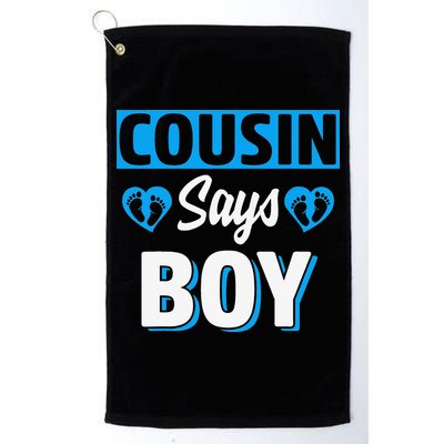 Cousin Says Cute Gender Reveal Team Blue Baby Party Golf Towel
