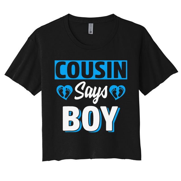 Cousin Says Cute Gender Reveal Team Blue Baby Party Crop Top