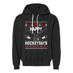 Christmas Santa Claus Player Ice Hockey Funny Garment-Dyed Fleece Hoodie