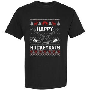 Christmas Santa Claus Player Ice Hockey Funny Garment-Dyed Heavyweight T-Shirt