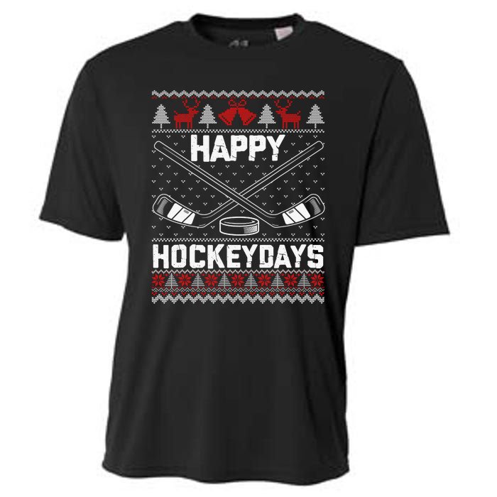 Christmas Santa Claus Player Ice Hockey Funny Cooling Performance Crew T-Shirt