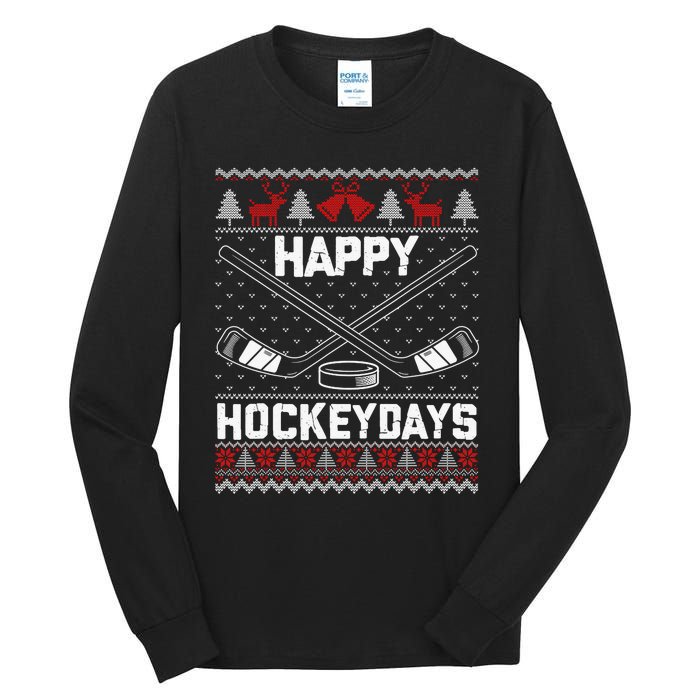 Christmas Santa Claus Player Ice Hockey Funny Tall Long Sleeve T-Shirt