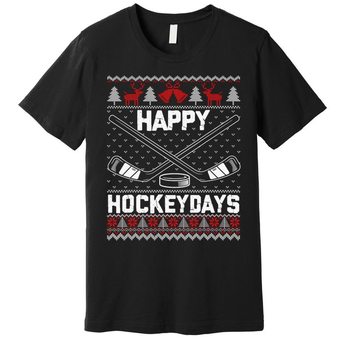 Christmas Santa Claus Player Ice Hockey Funny Premium T-Shirt