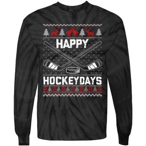 Christmas Santa Claus Player Ice Hockey Funny Tie-Dye Long Sleeve Shirt