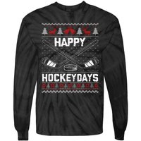 Christmas Santa Claus Player Ice Hockey Funny Tie-Dye Long Sleeve Shirt