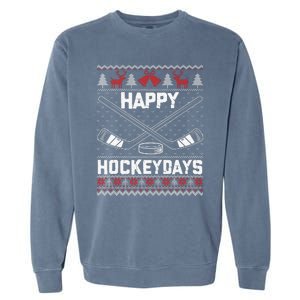 Christmas Santa Claus Player Ice Hockey Funny Garment-Dyed Sweatshirt