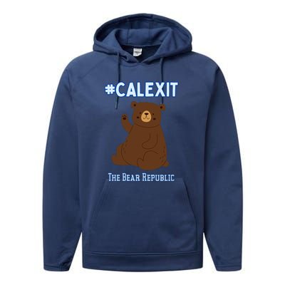 California Secession Calexit Bear Republic Performance Fleece Hoodie