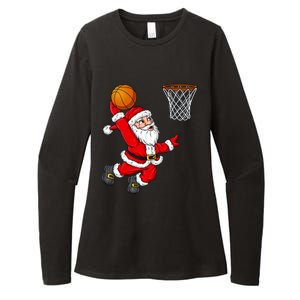 Christmas Santa Claus Dunking A Basketball Funny Xmas Gift Womens CVC Long Sleeve Shirt