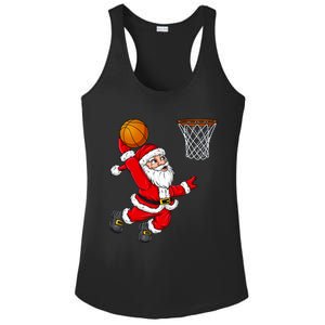 Christmas Santa Claus Dunking A Basketball Funny Xmas Gift Ladies PosiCharge Competitor Racerback Tank