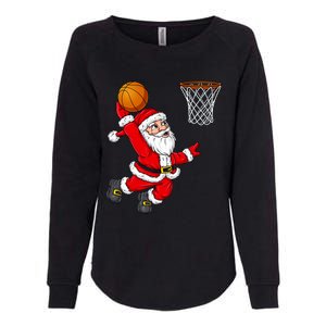 Christmas Santa Claus Dunking A Basketball Funny Xmas Gift Womens California Wash Sweatshirt