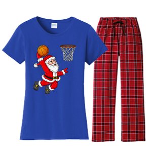 Christmas Santa Claus Dunking A Basketball Funny Xmas Gift Women's Flannel Pajama Set