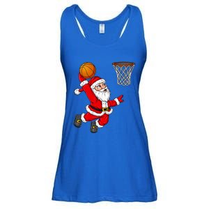 Christmas Santa Claus Dunking A Basketball Funny Xmas Gift Ladies Essential Flowy Tank