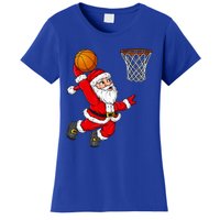 Christmas Santa Claus Dunking A Basketball Funny Xmas Gift Women's T-Shirt