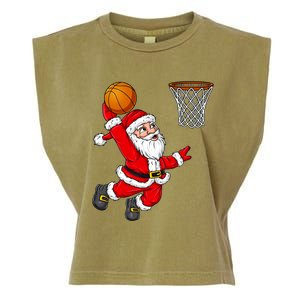 Christmas Santa Claus Dunking A Basketball Funny Xmas Gift Garment-Dyed Women's Muscle Tee