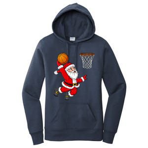 Christmas Santa Claus Dunking A Basketball Funny Xmas Gift Women's Pullover Hoodie