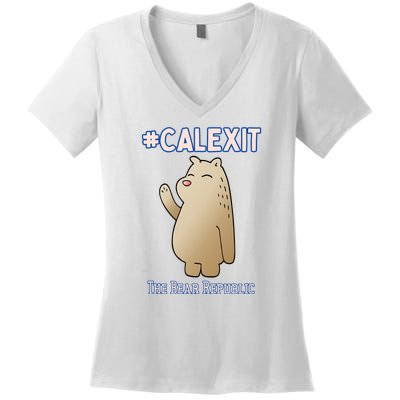 California Secession Calexit Bear Republic Women's V-Neck T-Shirt