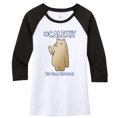 California Secession Calexit Bear Republic Women's Tri-Blend 3/4-Sleeve Raglan Shirt