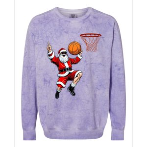 Christmas Santa Claus Dunking A Basketball Xmas Gift Colorblast Crewneck Sweatshirt