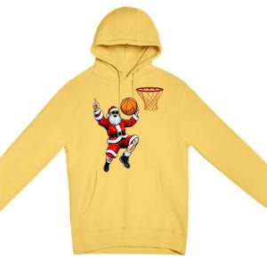 Christmas Santa Claus Dunking A Basketball Xmas Gift Premium Pullover Hoodie