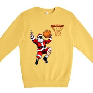 Christmas Santa Claus Dunking A Basketball Xmas Gift Premium Crewneck Sweatshirt