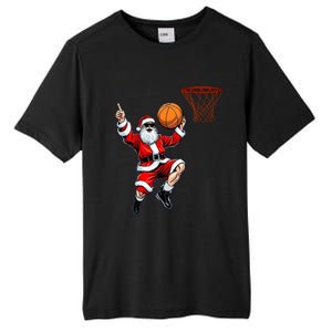 Christmas Santa Claus Dunking A Basketball Xmas Gift Tall Fusion ChromaSoft Performance T-Shirt