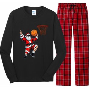 Christmas Santa Claus Dunking A Basketball Xmas Gift Long Sleeve Pajama Set