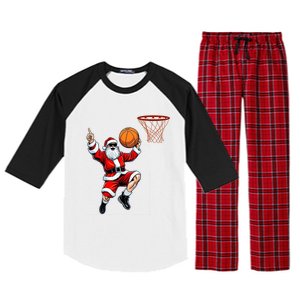 Christmas Santa Claus Dunking A Basketball Xmas Gift Raglan Sleeve Pajama Set