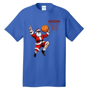 Christmas Santa Claus Dunking A Basketball Xmas Gift Tall T-Shirt