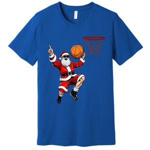 Christmas Santa Claus Dunking A Basketball Xmas Gift Premium T-Shirt