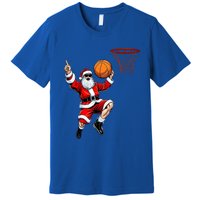 Christmas Santa Claus Dunking A Basketball Xmas Gift Premium T-Shirt